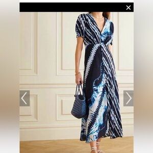 Saloni Lea Navy Blue and white dress